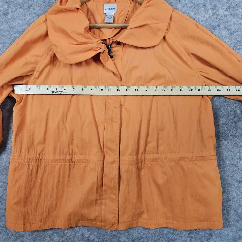 Chico's Women Full Zip Windbreaker Jacket Size 2‎ (M) Pumpkin Orange SLIGHT WEAR